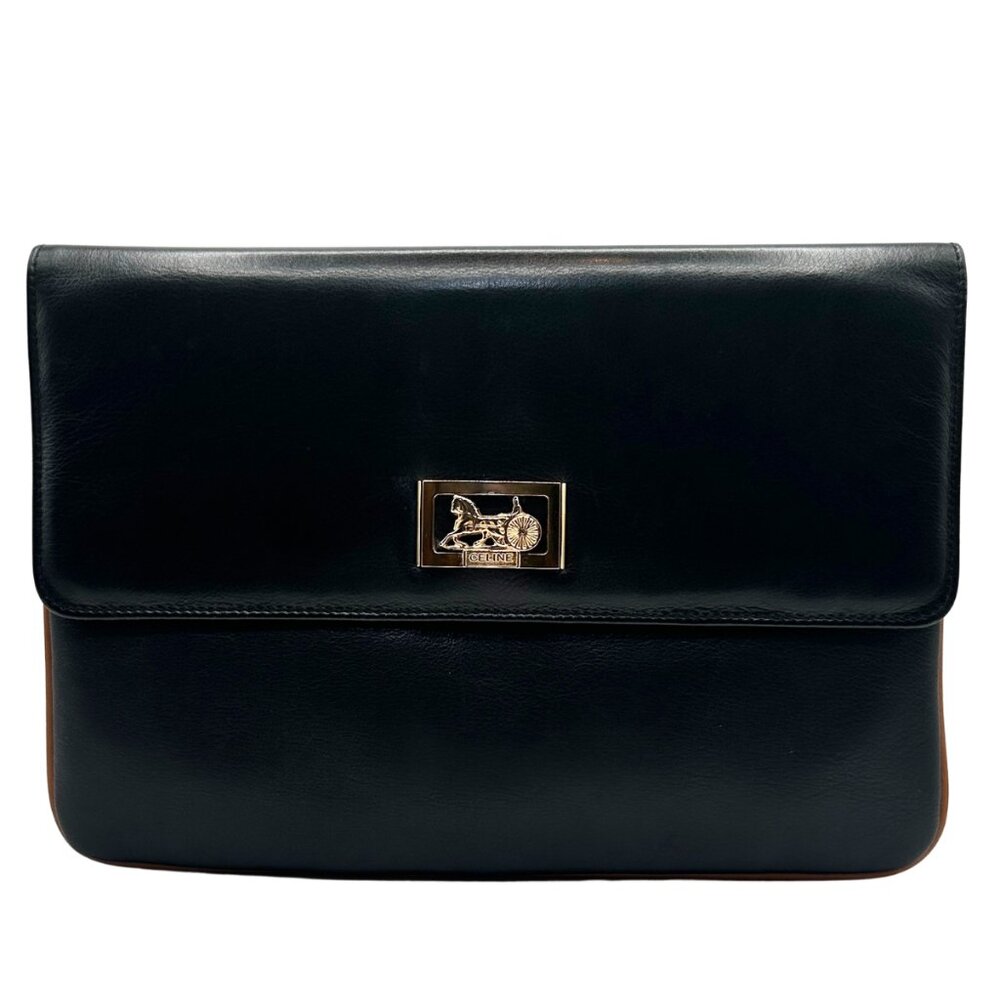•SOLD•Celine Vintage Leather Horse Carriage Clutch